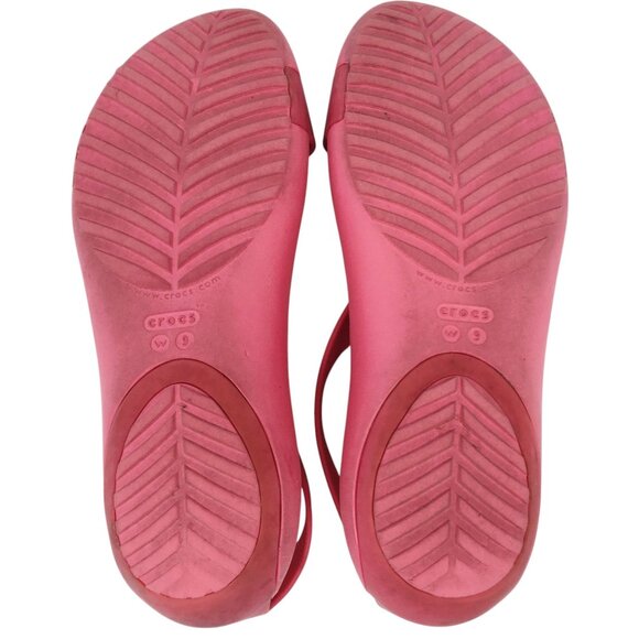 Crocs Serena T Strap Slingback Watermelon Pink Sandals Size 9 - Picture 5 of 16